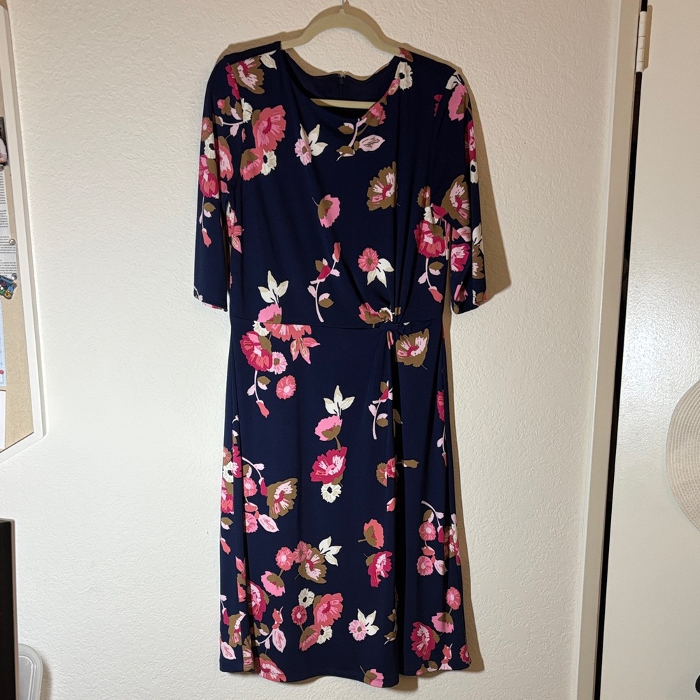 Floral Navy Wrap Dress